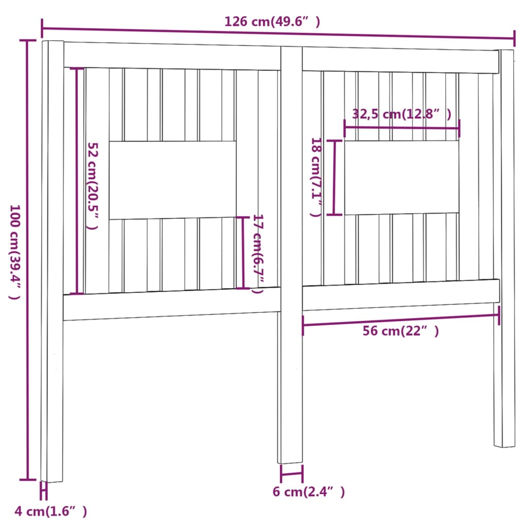 Hoofdbord 126X4X100 Cm Massief Grenenhout Honingbruin