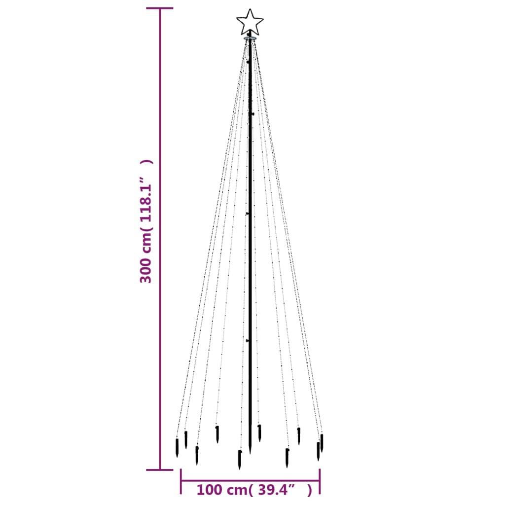 Kerstboom Met Grondpin 310 Led's Blauw 300 Cm
