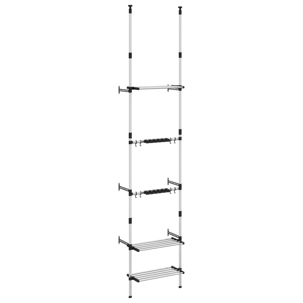 Tuinrek Met 3 Schappen Telescopisch Aluminium Zilverkleurig