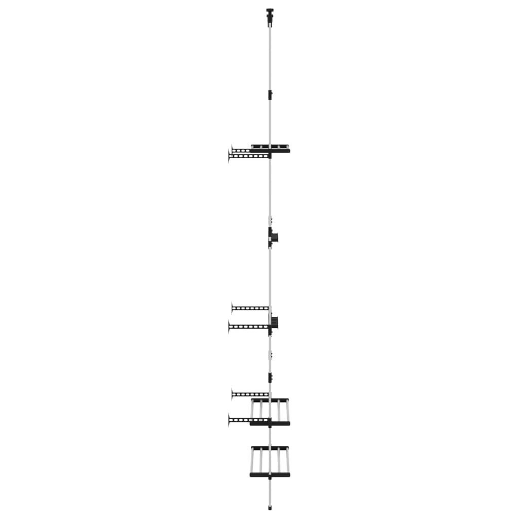 Tuinrek Met 3 Schappen Telescopisch Aluminium Zilverkleurig