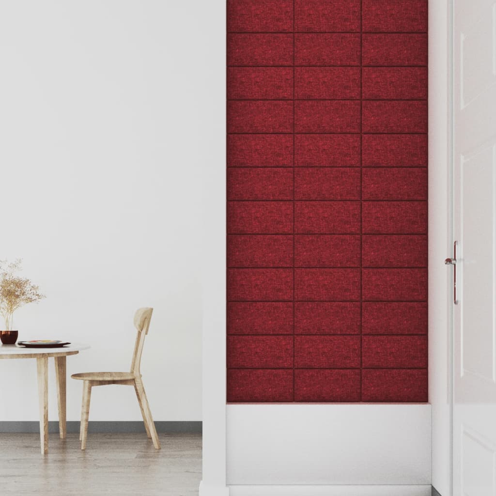 Wandpanelen 12 St 0,54 M² 30X15 Cm Stof Wijnrood