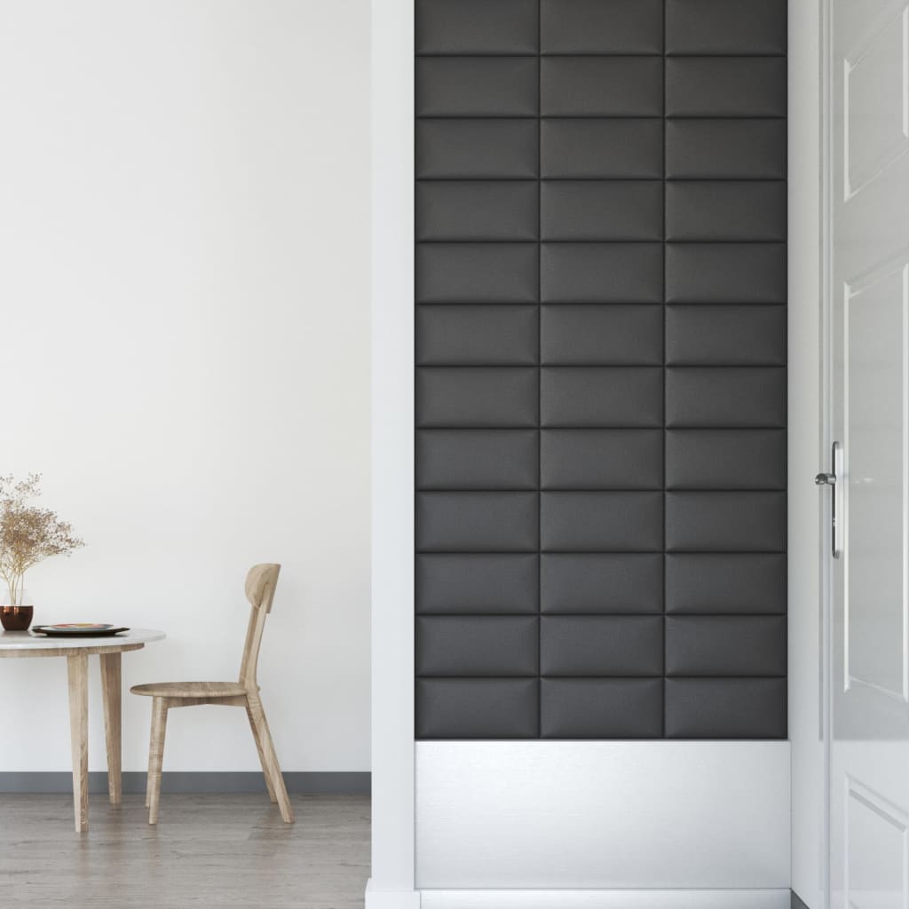 Wandpanelen 12 St 0,54 M² 30X15 Cm Kunstleer Grijs