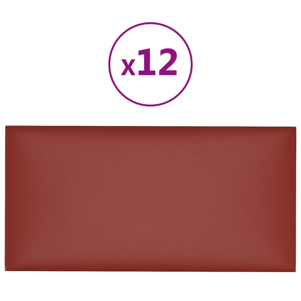 Wandpanelen 12 St 0,54 M² 30X15 Cm Kunstleer Wijnrood