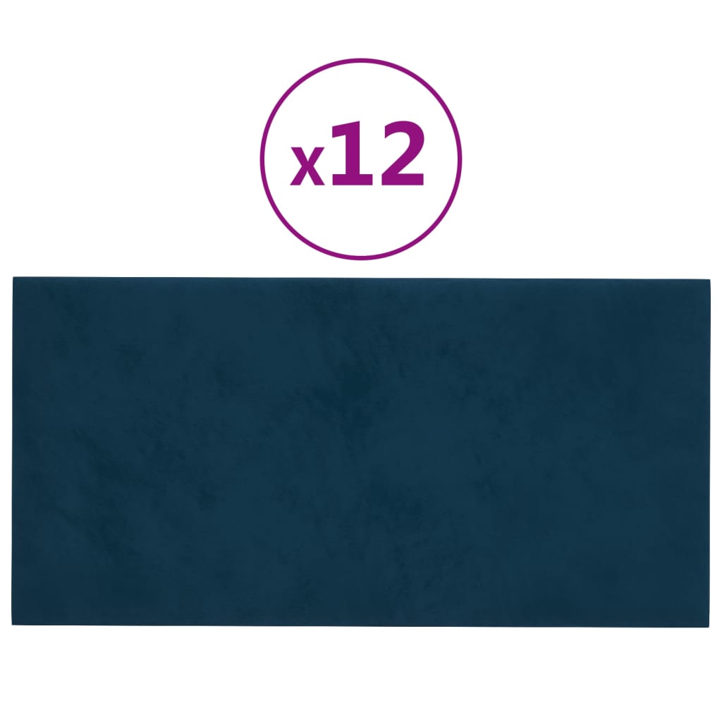 Wandpanelen 12 St 0,54 M² 30X15 Cm Fluweel Blauw
