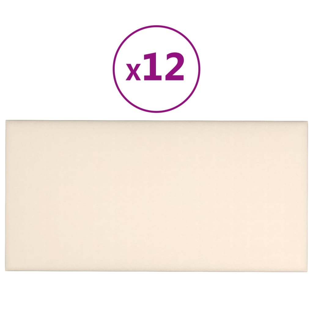Wandpanelen 12 St 0,54 M² 30X15 Cm Fluweel Crèmekleurig