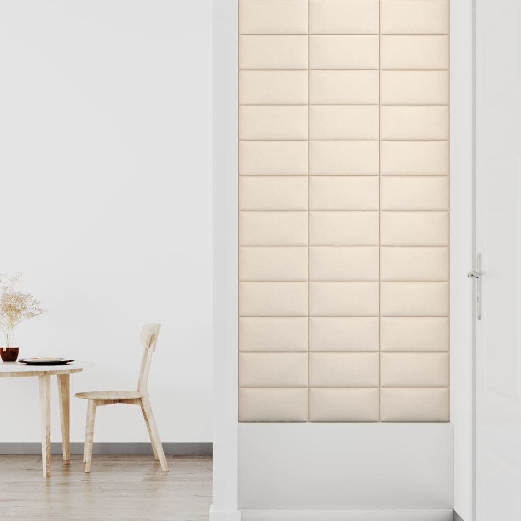 Wandpanelen 12 St 0,54 M² 30X15 Cm Fluweel Crèmekleurig