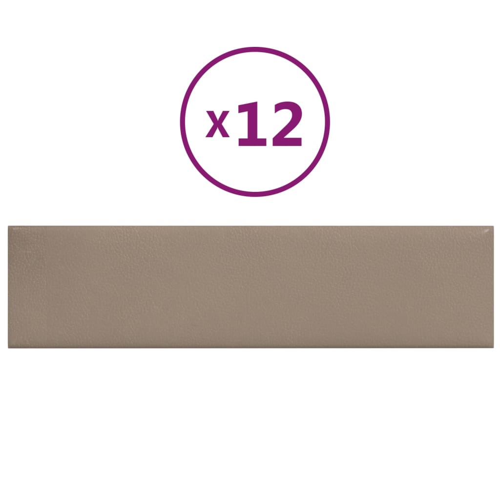 Wandpanelen 12 St 1,08 M² 60X15 Cm Kunstleer Cappuccinokleurig