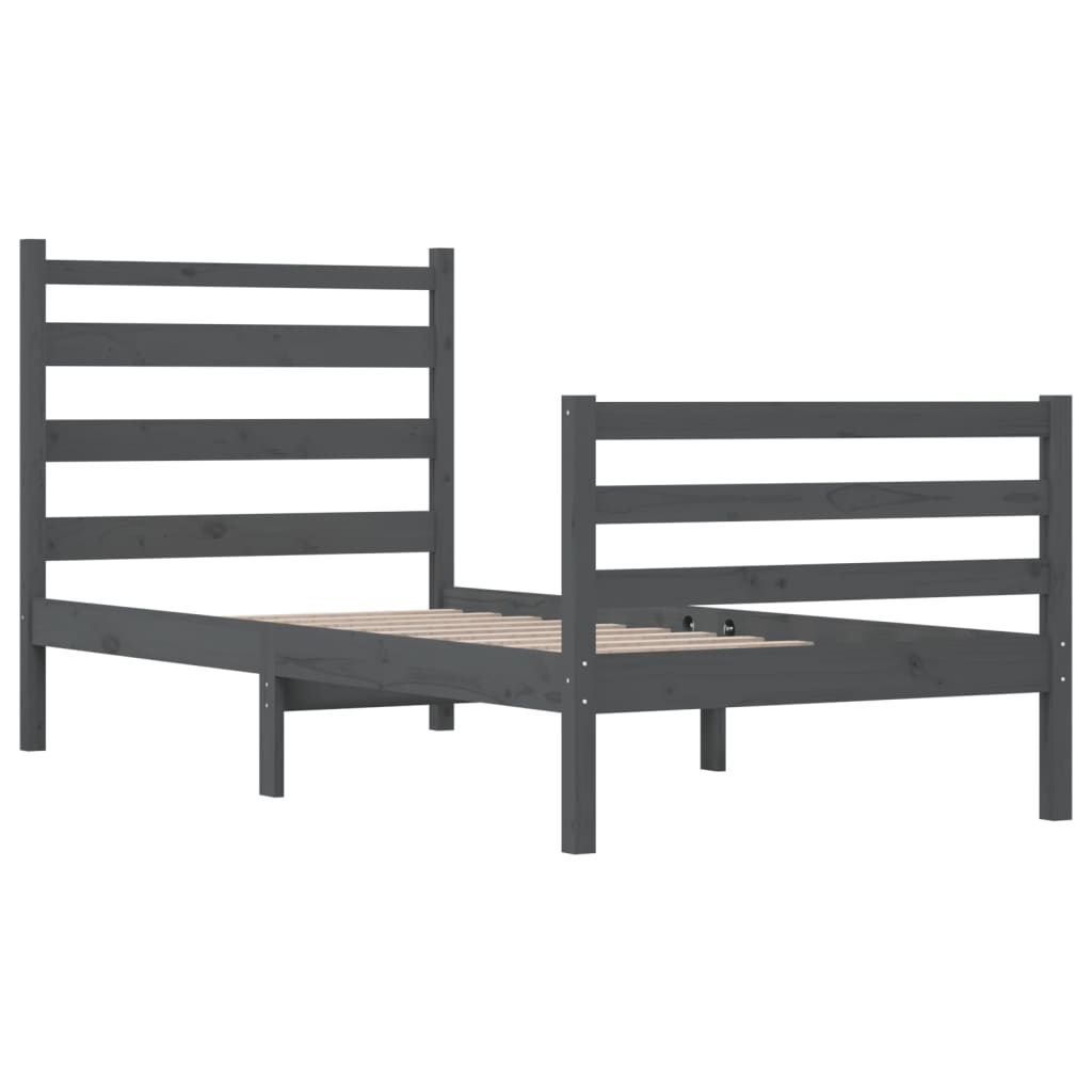 Bedframe Massief Grenenhout Grijs 90X200 Cm