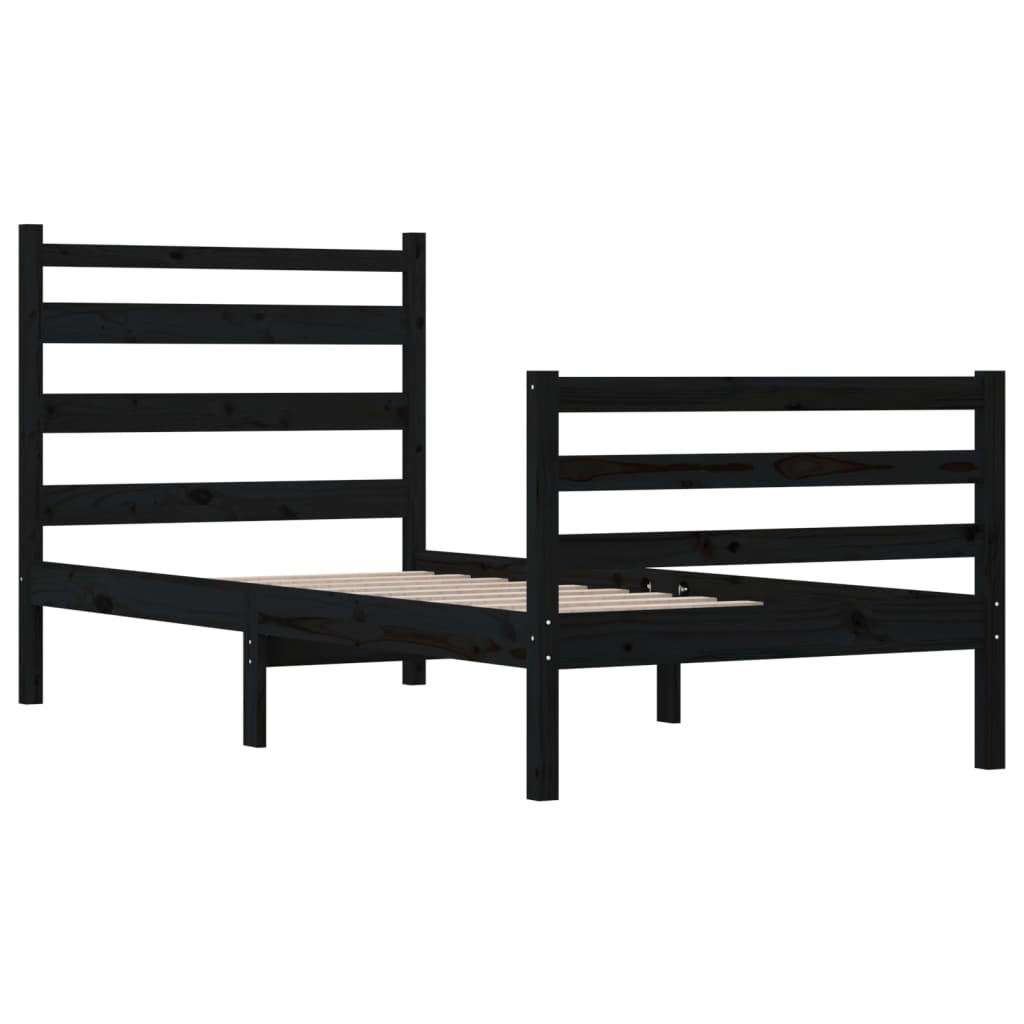 Bedframe Massief Grenenhout Zwart 90X200 Cm
