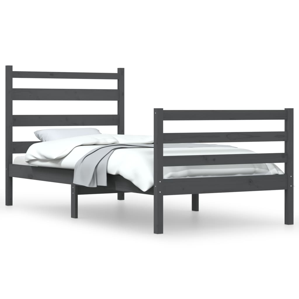 Bedframe Massief Grenenhout Grijs 100X200 Cm
