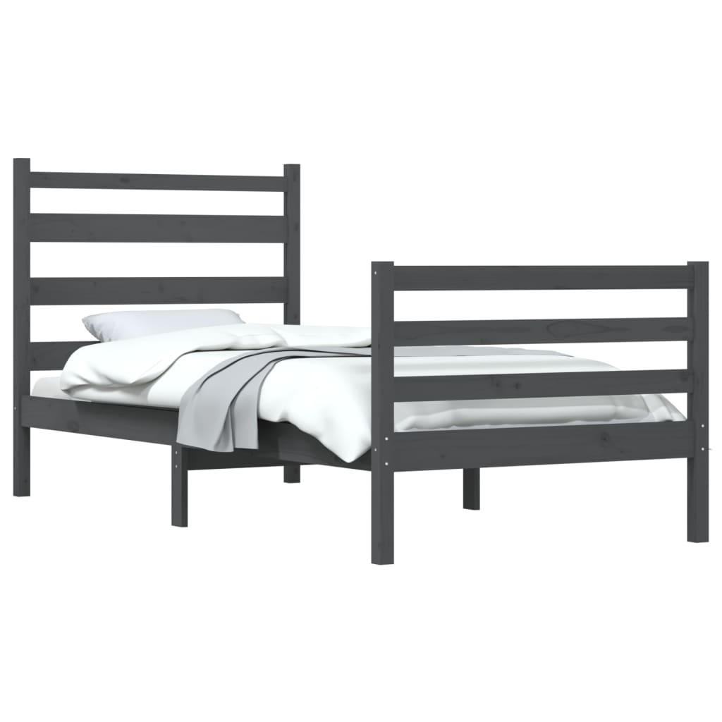 Bedframe Massief Grenenhout Grijs 100X200 Cm