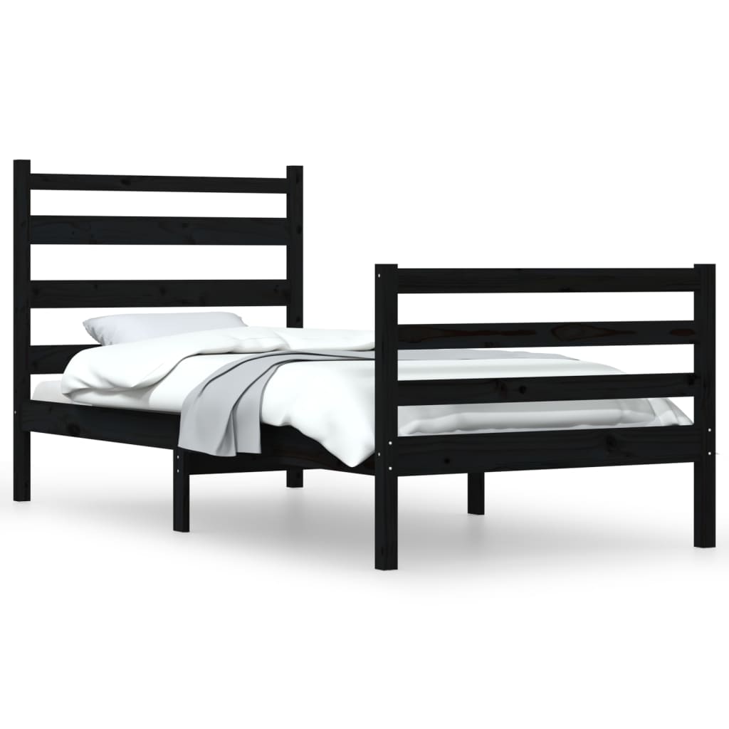 Bedframe Massief Grenenhout Zwart 100X200 Cm