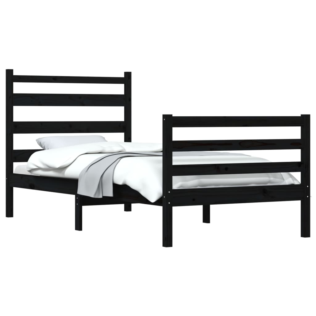 Bedframe Massief Grenenhout Zwart 100X200 Cm