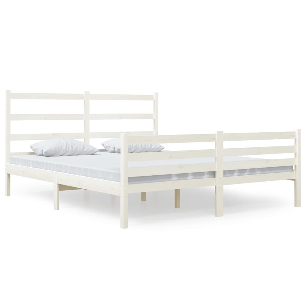 Bedframe Massief Grenenhout Wit 150X200 Cm 5Ft King Size