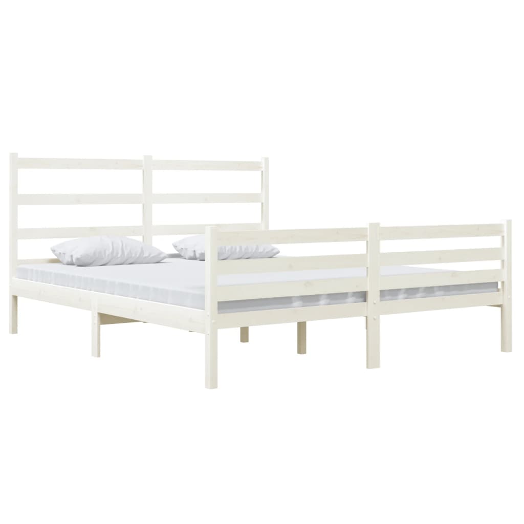 Bedframe Massief Grenenhout Wit 150X200 Cm 5Ft King Size