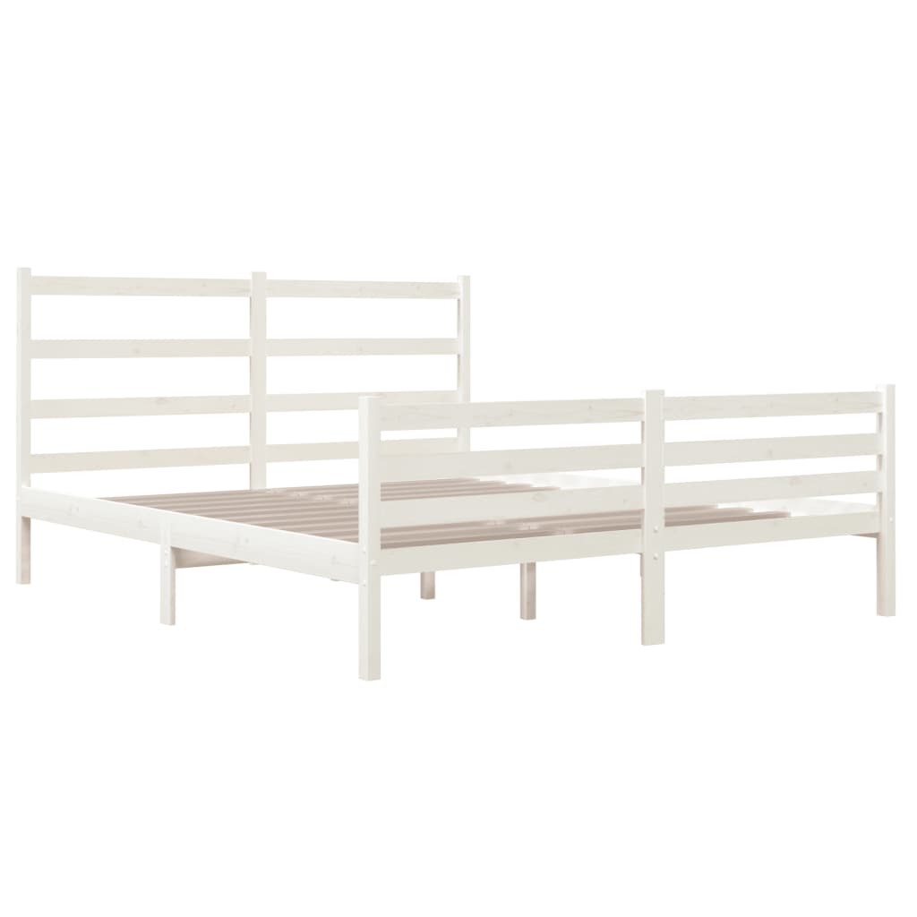 Bedframe Massief Grenenhout Wit 150X200 Cm 5Ft King Size