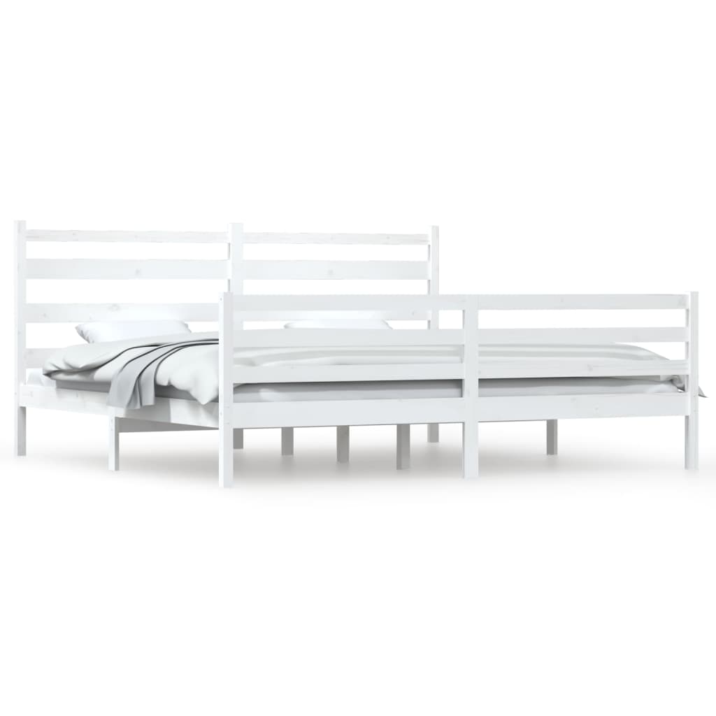 Bedframe Massief Grenenhout Wit 200X200 Cm