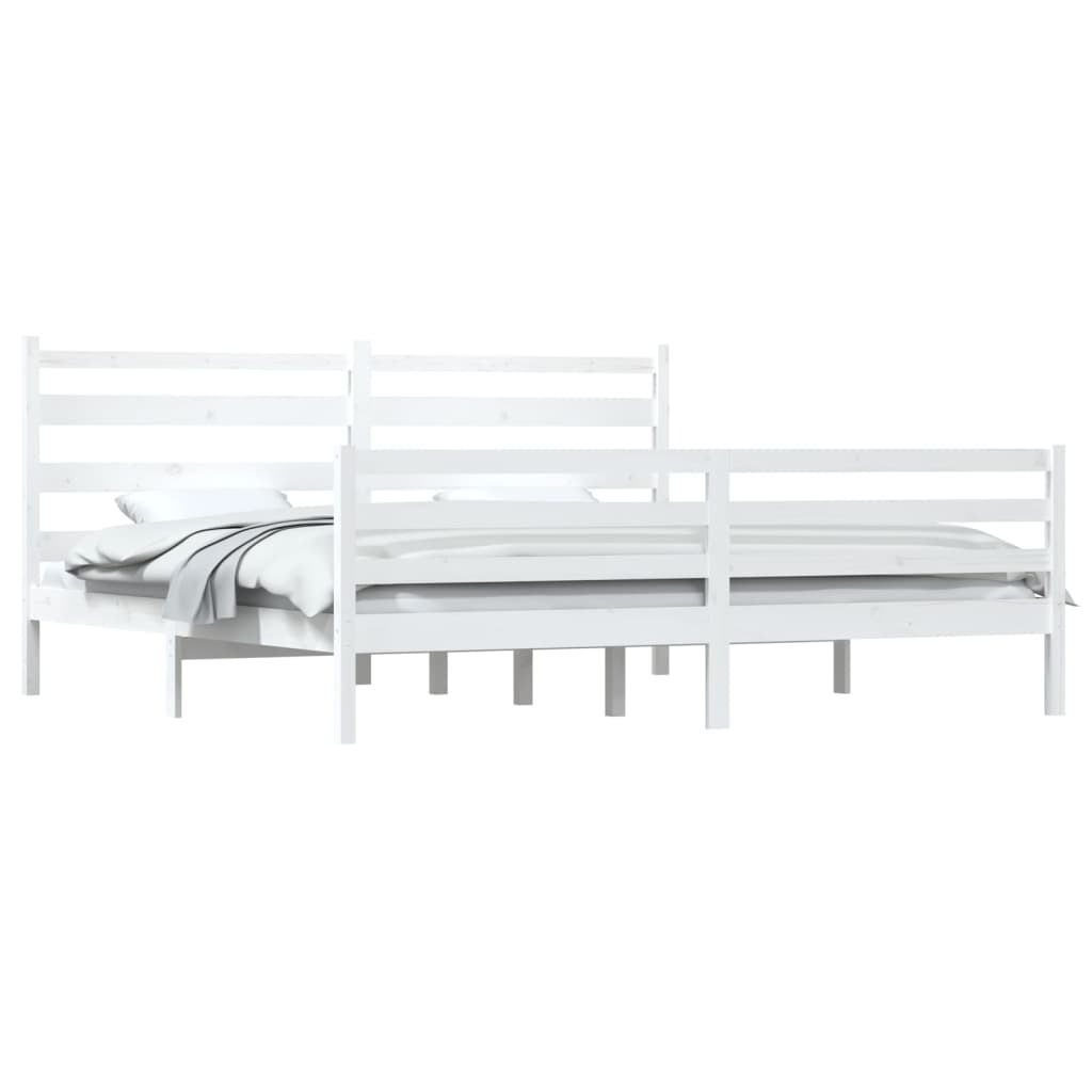 Bedframe Massief Grenenhout Wit 200X200 Cm