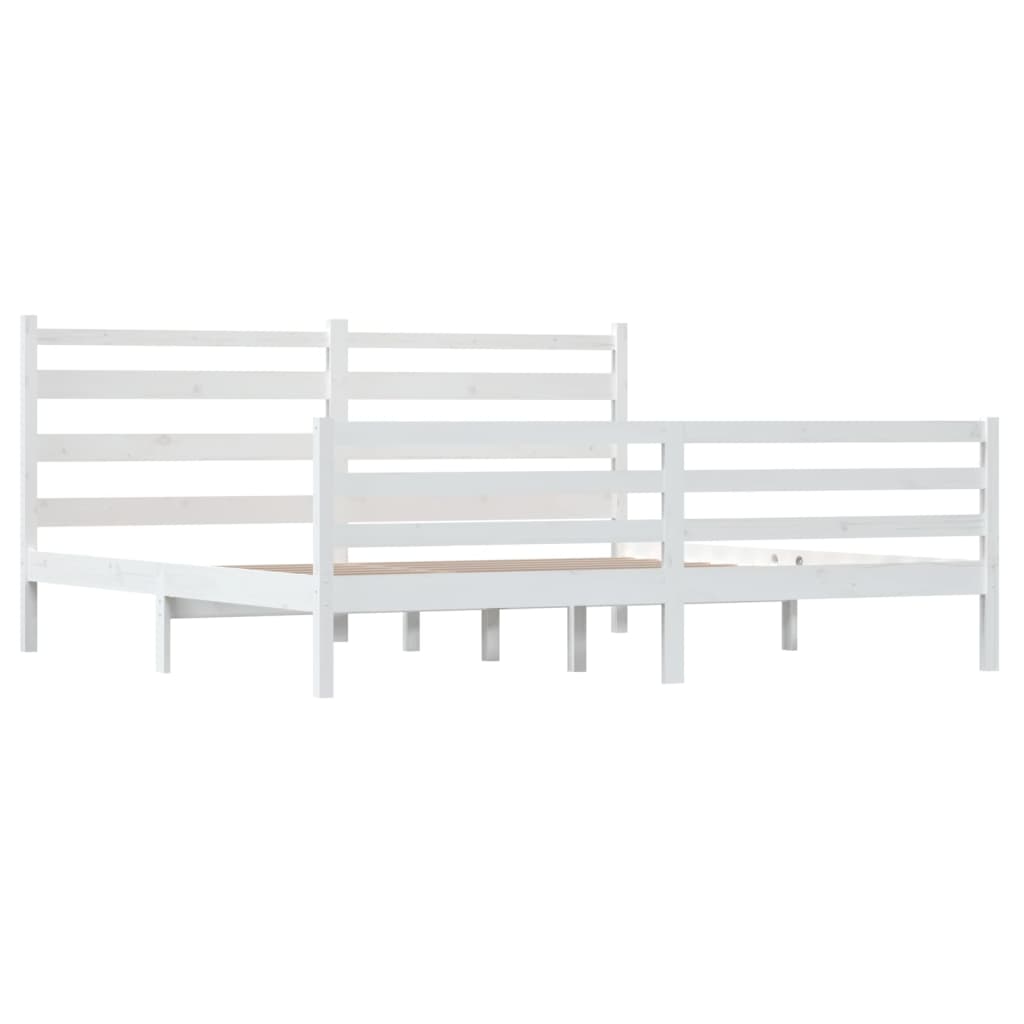 Bedframe Massief Grenenhout Wit 200X200 Cm