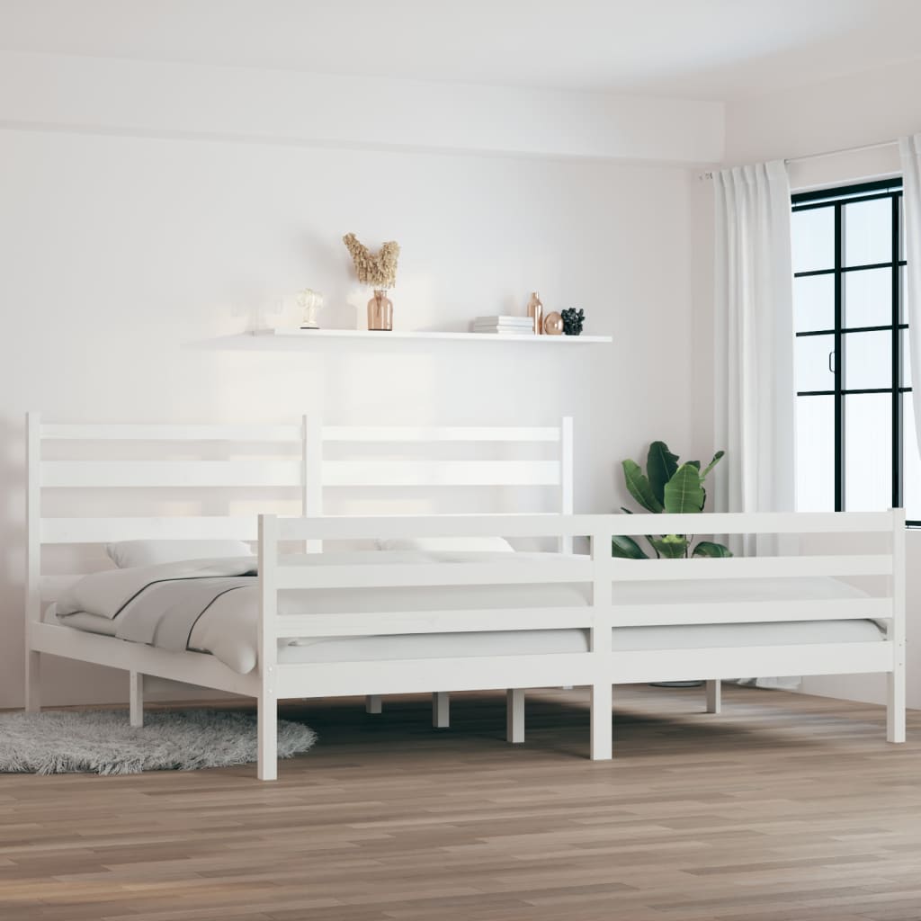 Bedframe Massief Grenenhout Wit 200X200 Cm