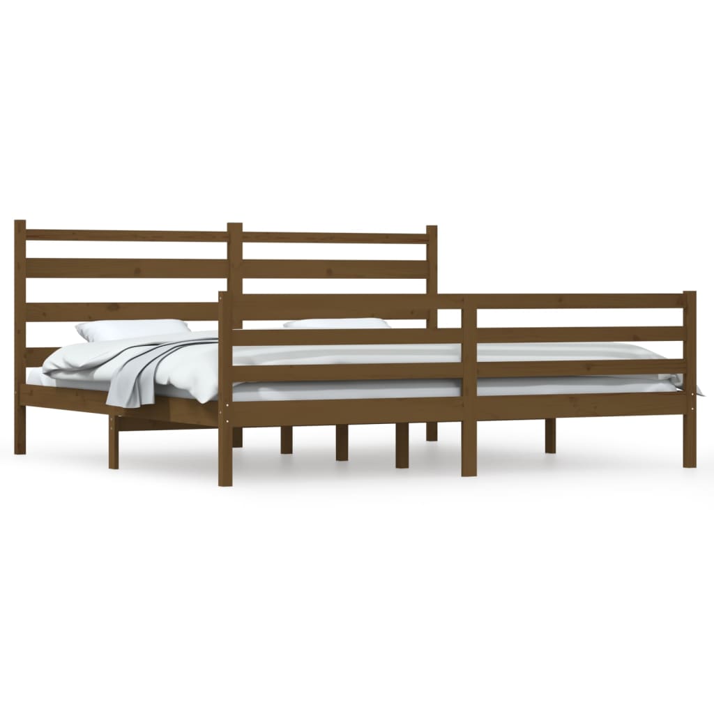 Bedframe Massief Grenenhout Honingbruin 200X200 Cm