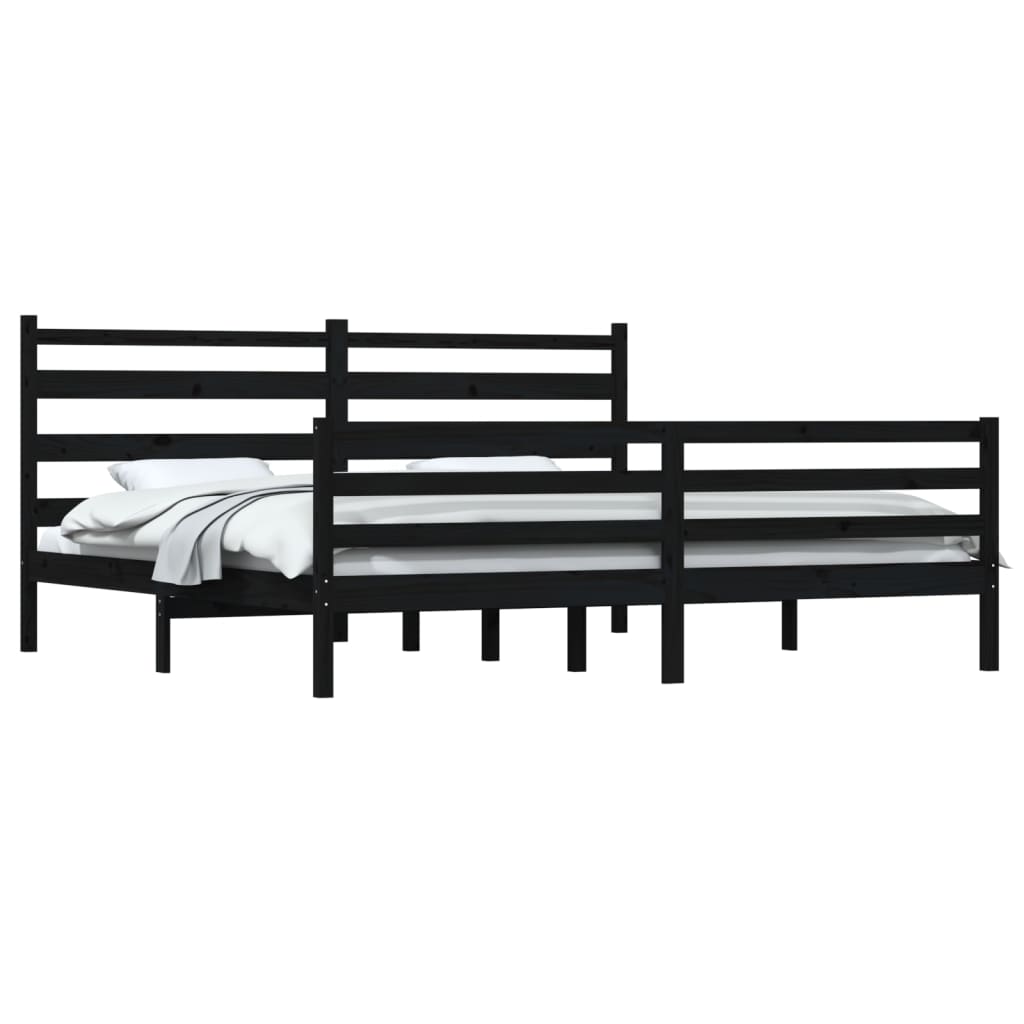 Bedframe Massief Grenenhout Zwart 200X200 Cm