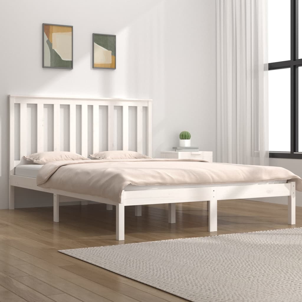 Bedframe Massief Grenenhout Wit 120X190 Cm 4Ft Small Double