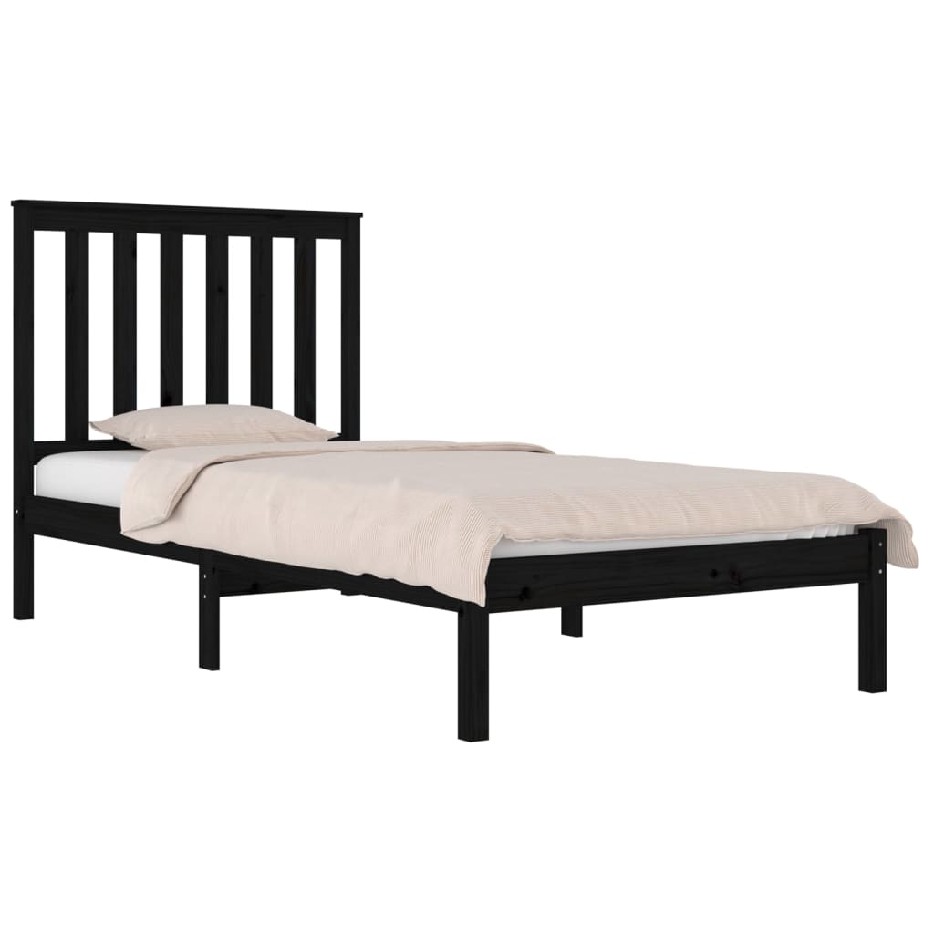 Bedframe Massief Grenenhout Zwart 100X200 Cm