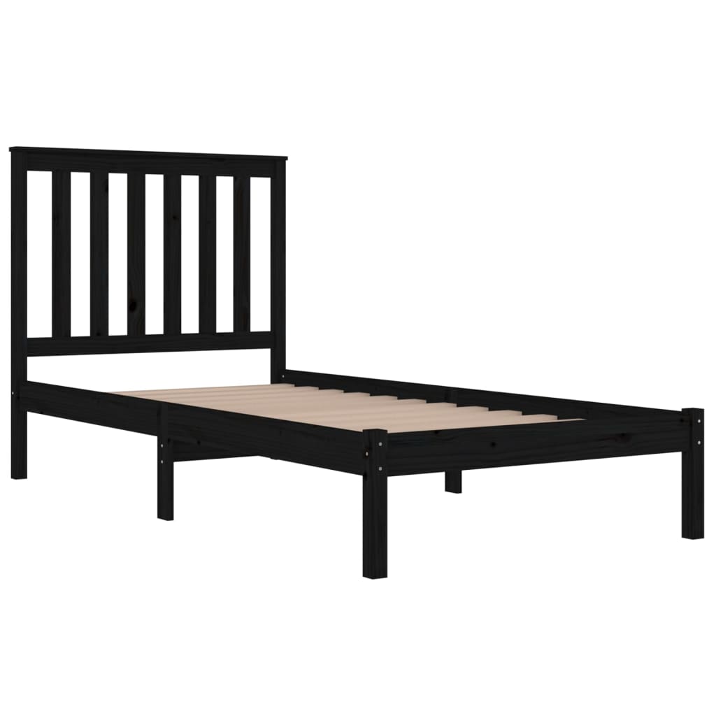 Bedframe Massief Grenenhout Zwart 100X200 Cm