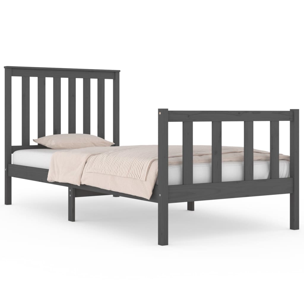 Bedframe Massief Grenenhout Grijs 75X190 Cm 2Ft6 Small Single