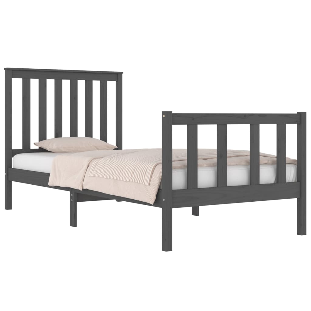 Bedframe Massief Grenenhout Grijs 75X190 Cm 2Ft6 Small Single