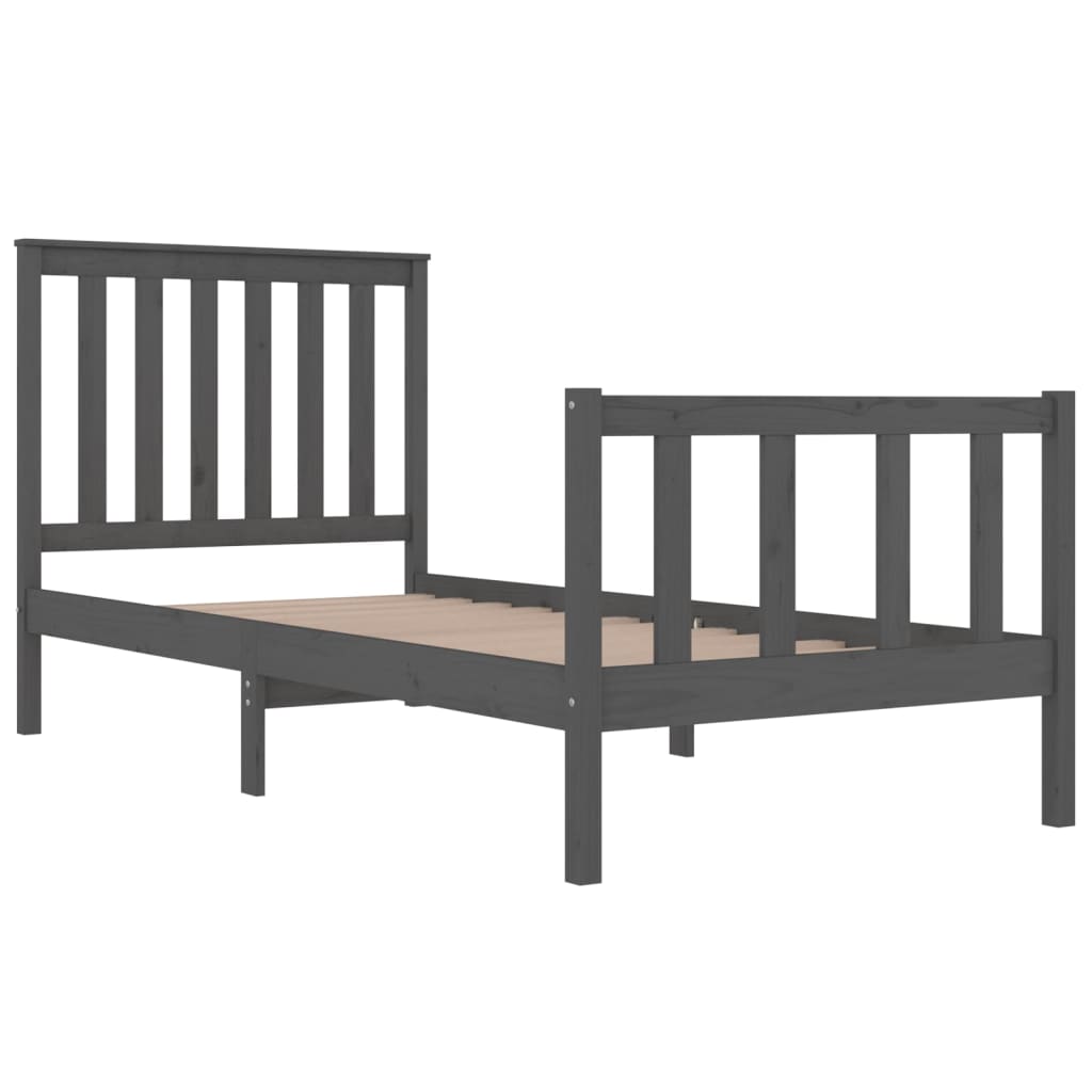 Bedframe Massief Grenenhout Grijs 75X190 Cm 2Ft6 Small Single