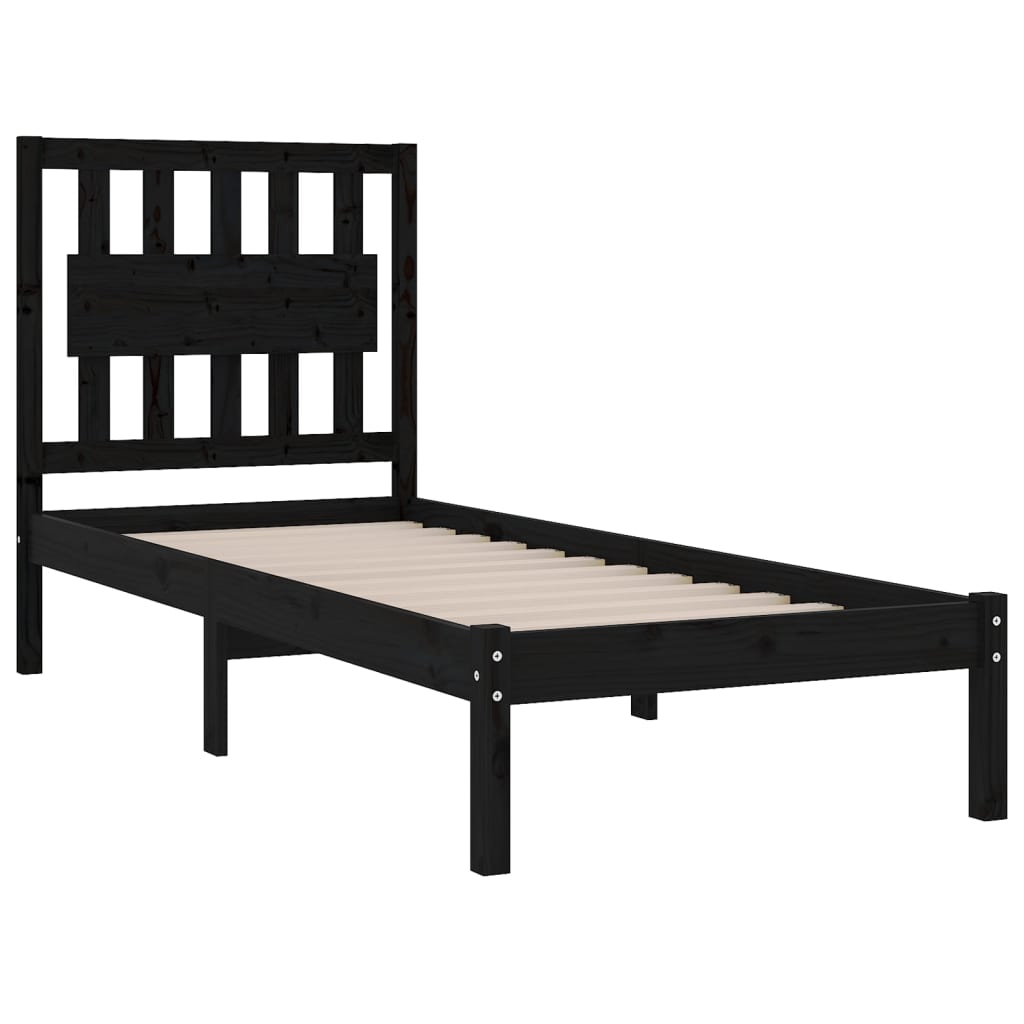 Bedframe Massief Grenenhout Zwart 75X190 Cm 2Ft6 Small Single