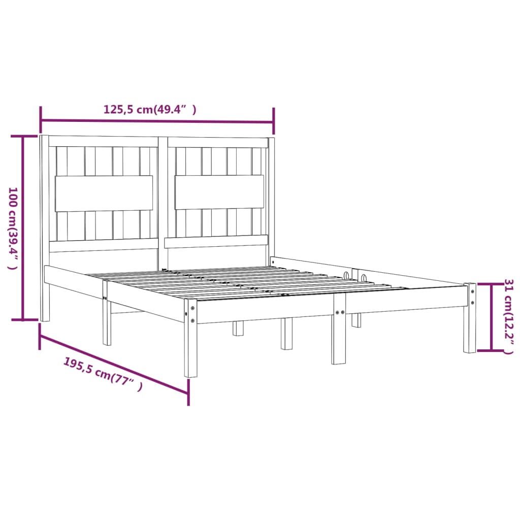 Bedframe Massief Grenenhout 120X190 Cm 4Ft Small Double
