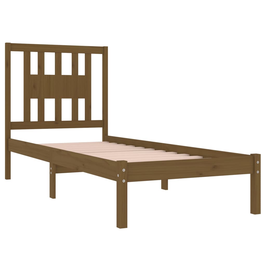 Bedframe Massief Hout Honingbruin 90X190 Cm 3Ft Single