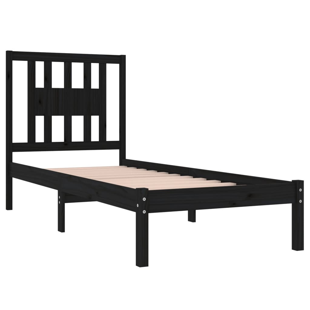 Bedframe Massief Hout Zwart 90X190 Cm 3Ft Single
