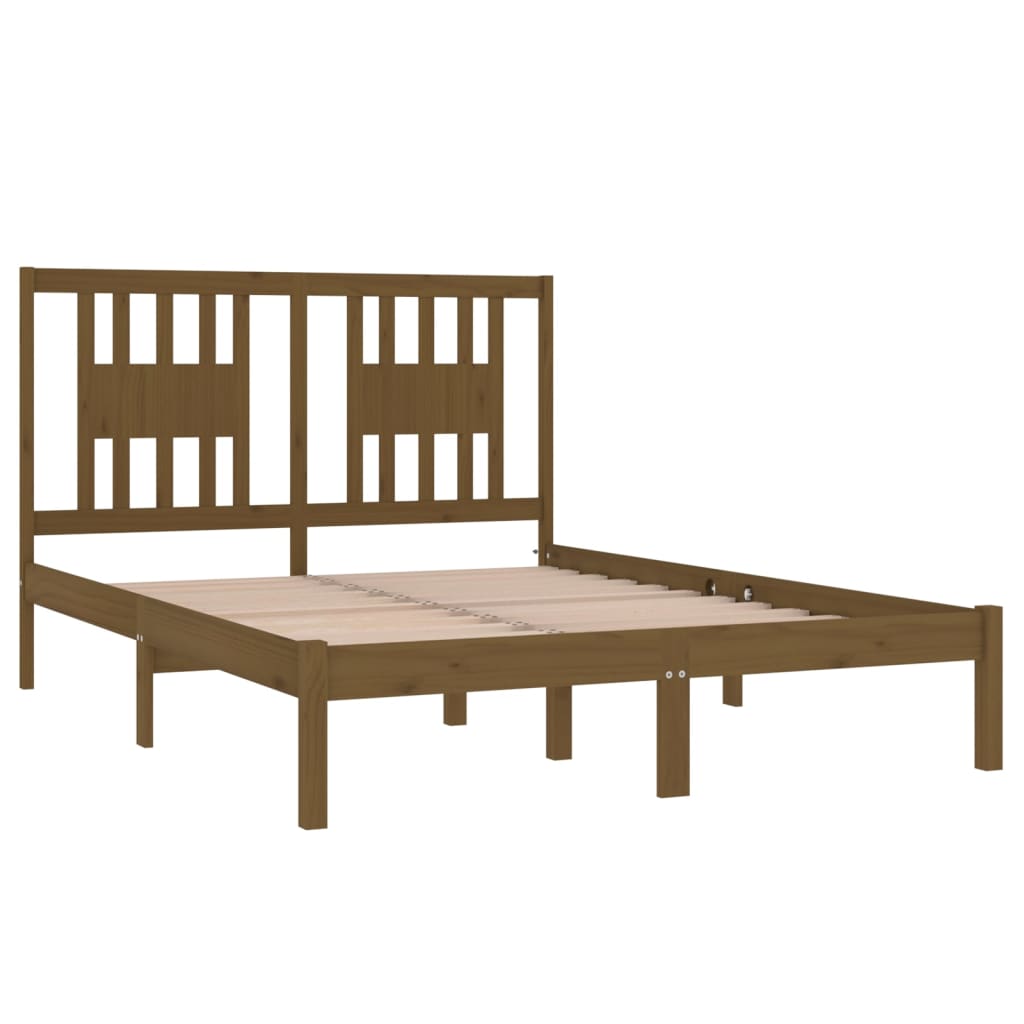 Bedframe Massief Hout Honingbruin 120X190 Cm 4Ft Small Double