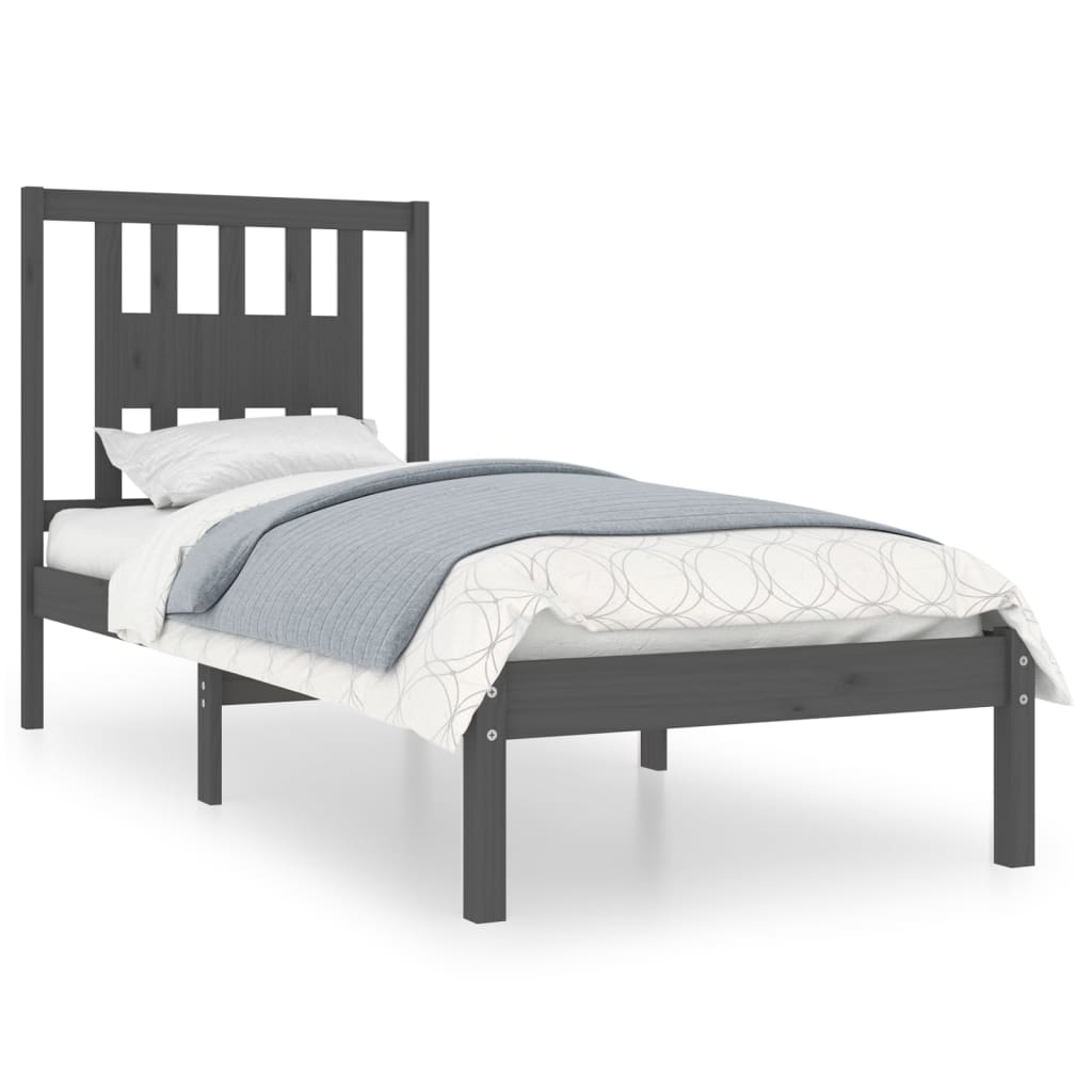 Bedframe Massief Grenenhout Grijs 90X200 Cm