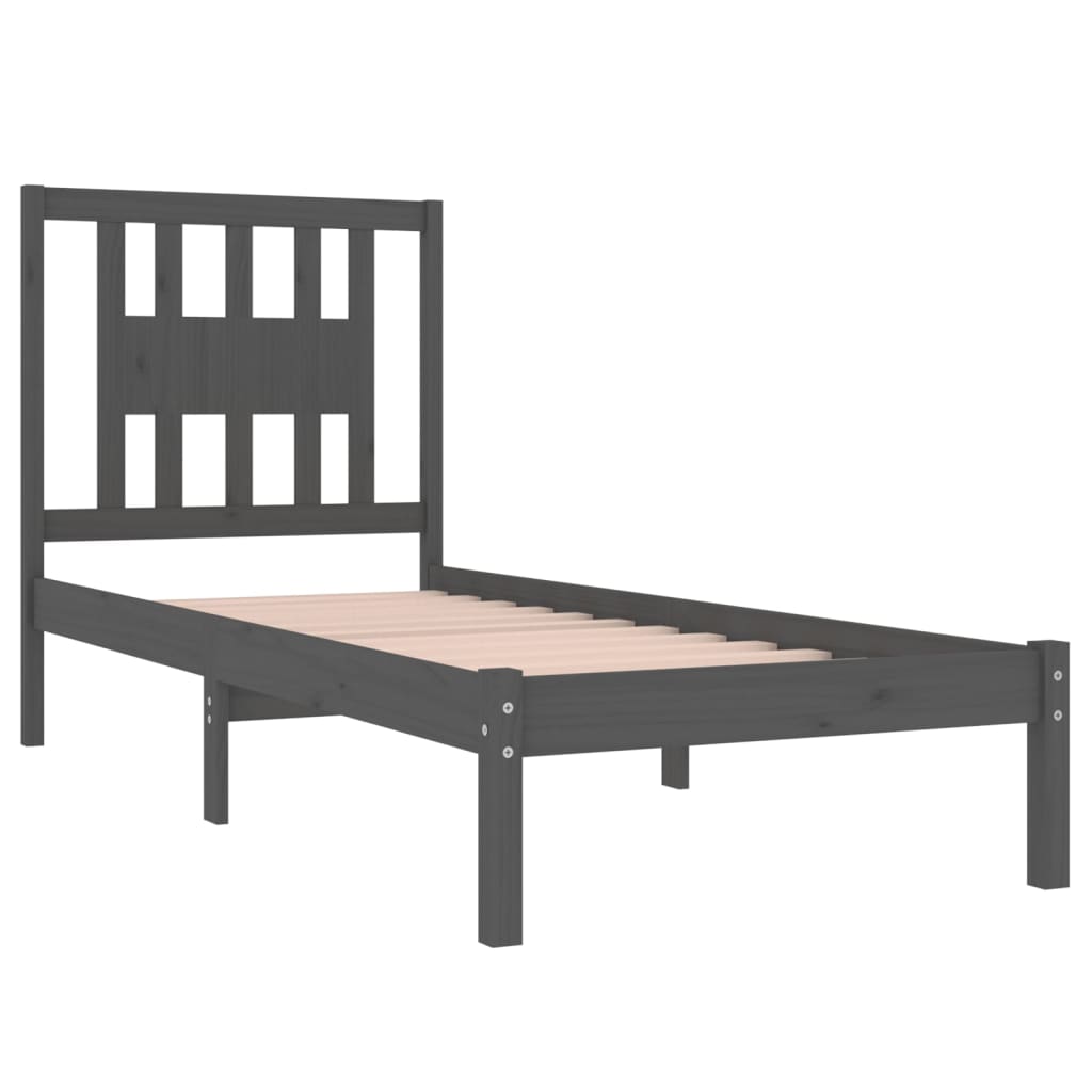 Bedframe Massief Grenenhout Grijs 90X200 Cm