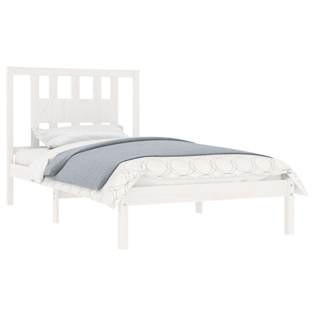 Bedframe Massief Grenenhout Wit 100X200 Cm