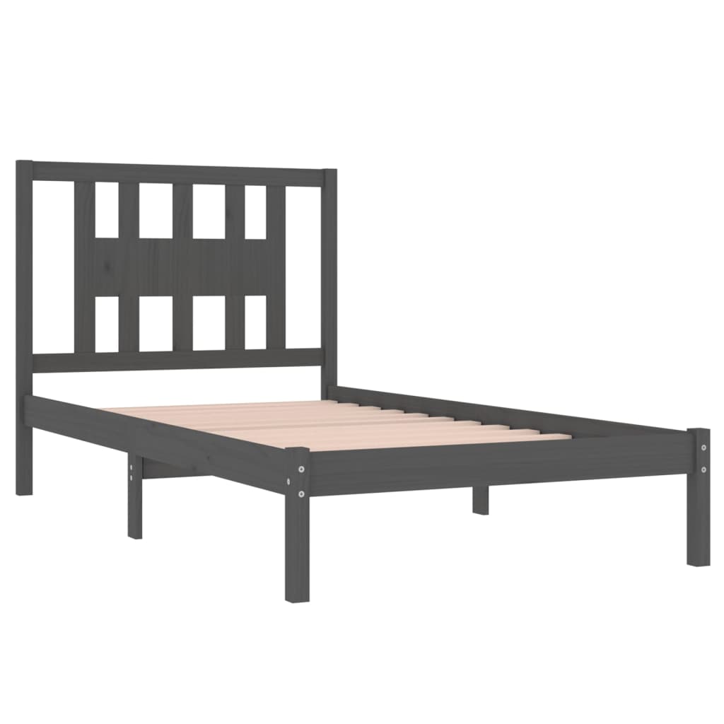 Bedframe Massief Grenenhout Grijs 100X200 Cm