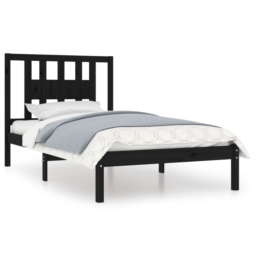 Bedframe Massief Grenenhout Zwart 100X200 Cm