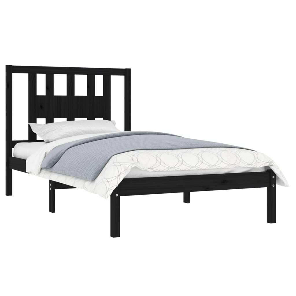 Bedframe Massief Grenenhout Zwart 100X200 Cm