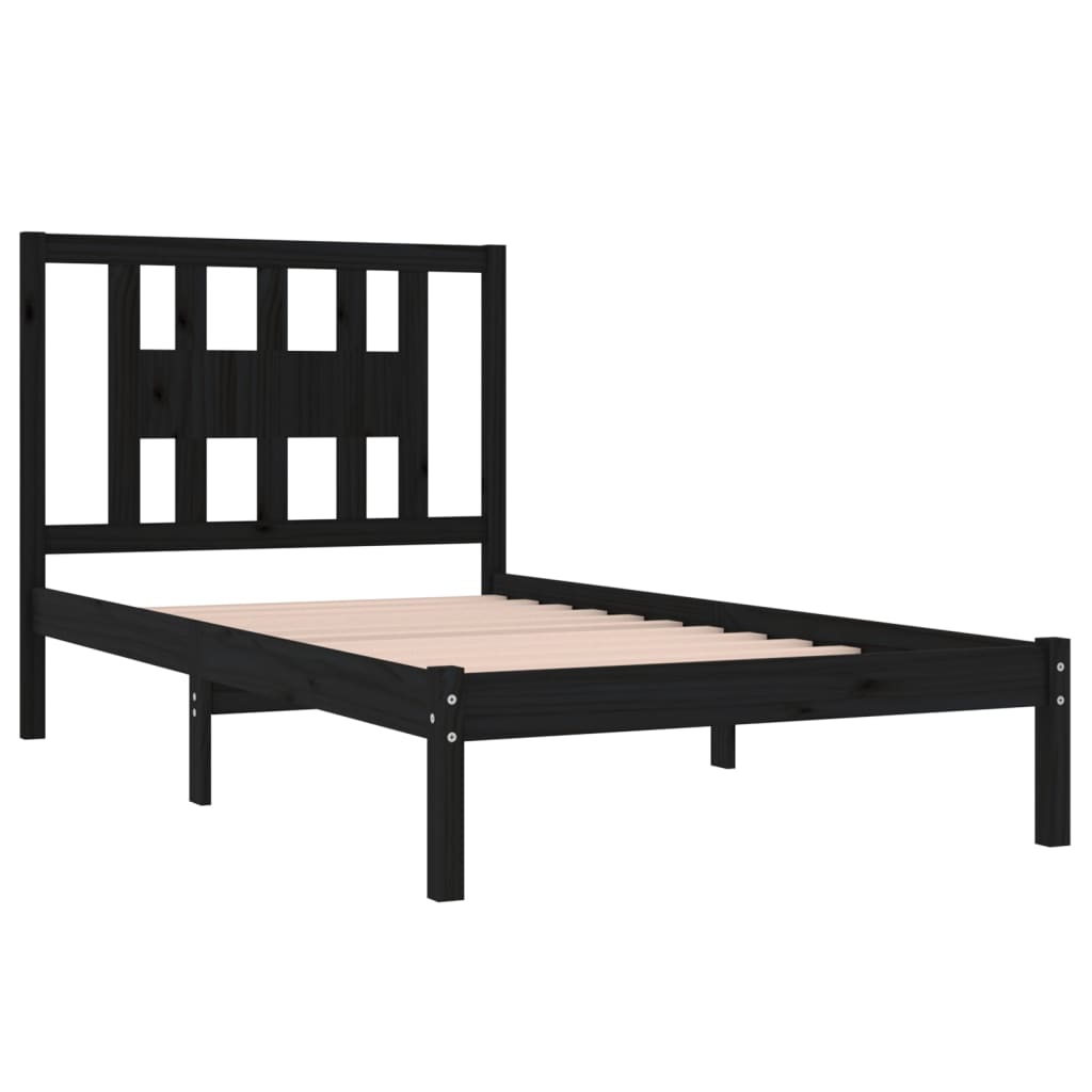 Bedframe Massief Grenenhout Zwart 100X200 Cm