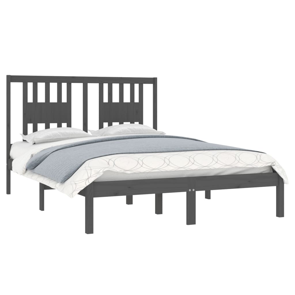 Bedframe Massief Grenenhout Grijs 120X200 Cm