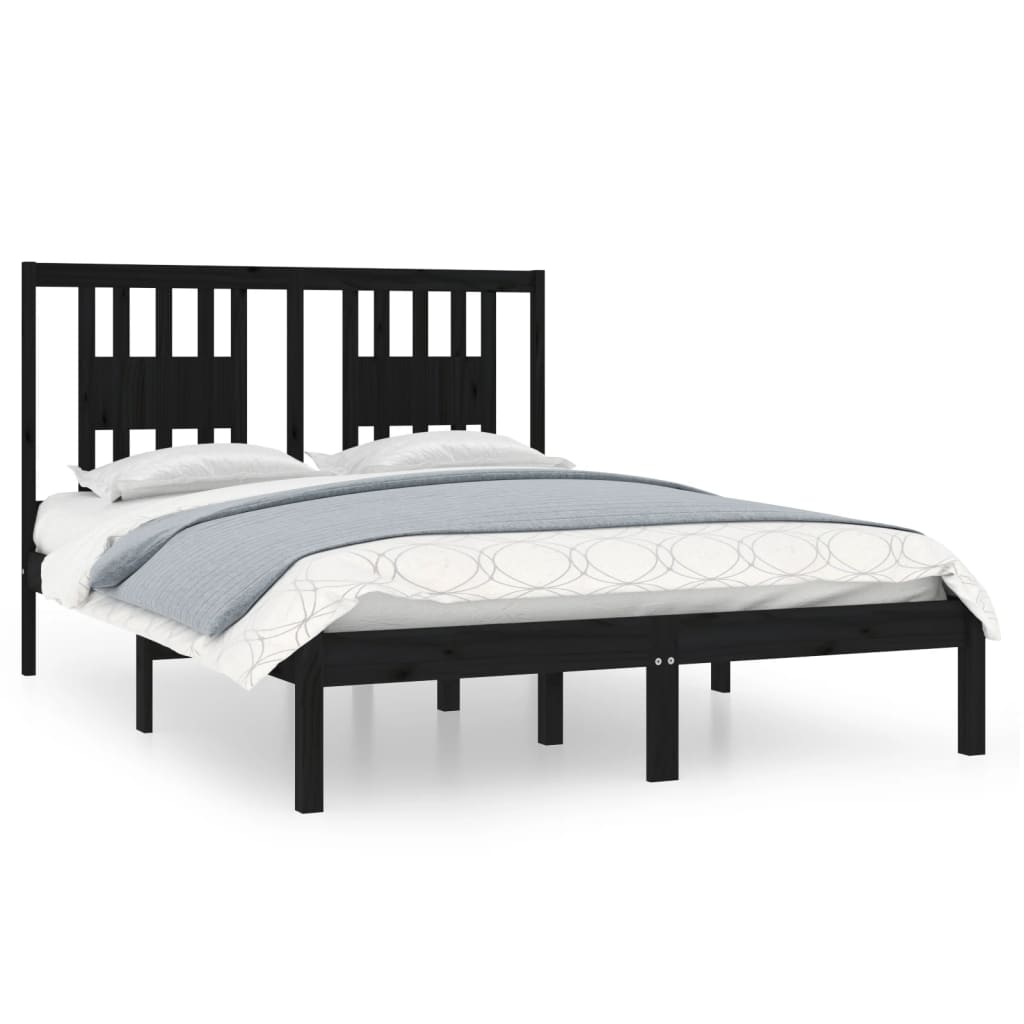 Bedframe Massief Grenenhout Zwart 120X200 Cm