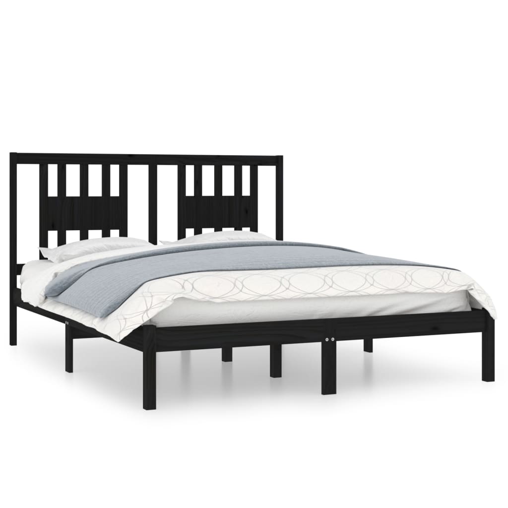 Bedframe Massief Grenenhout Zwart 140X200 Cm