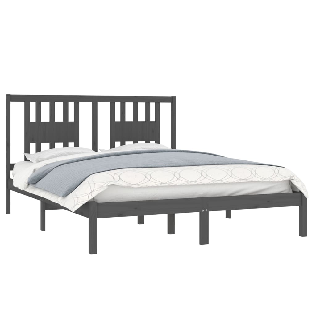 Bedframe Massief Grenenhout Grijs 160X200 Cm
