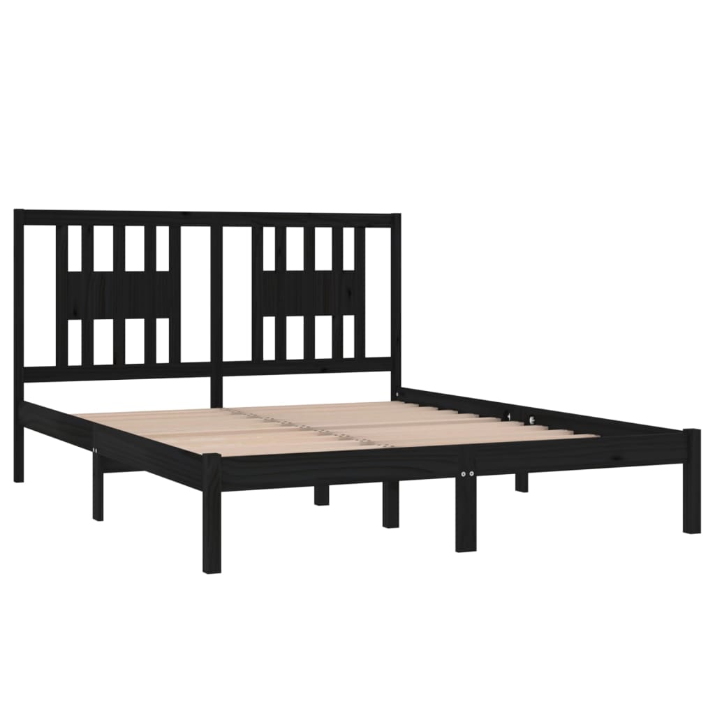 Bedframe Massief Grenenhout Zwart 160X200 Cm