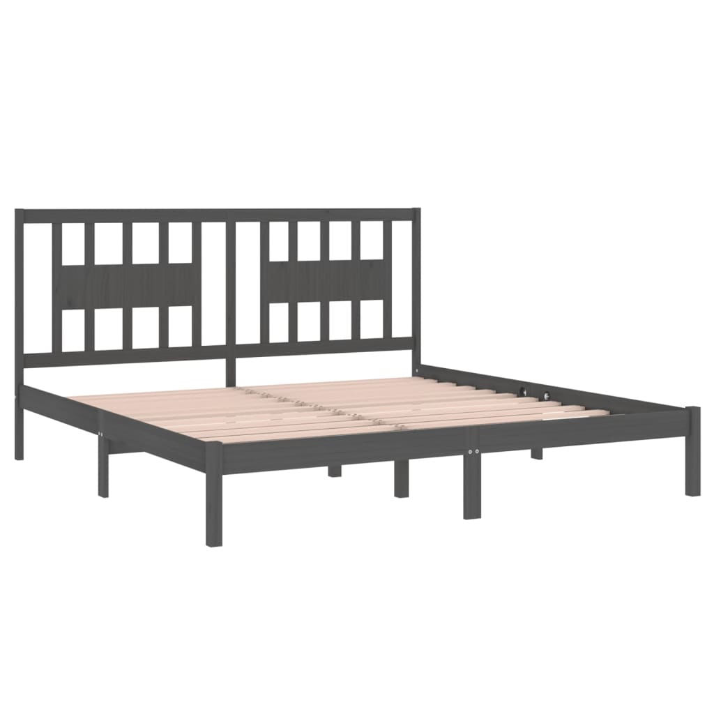 Bedframe Massief Hout Grijs 180X200 Cm 6Ft Super King